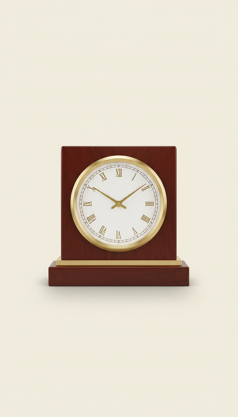 Mahogany Desk Clock with Gold Accents