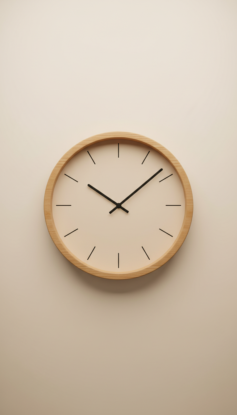 Minimalist Round Oak Wall Clock