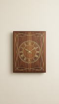 Walnut wall clock with brass inlay