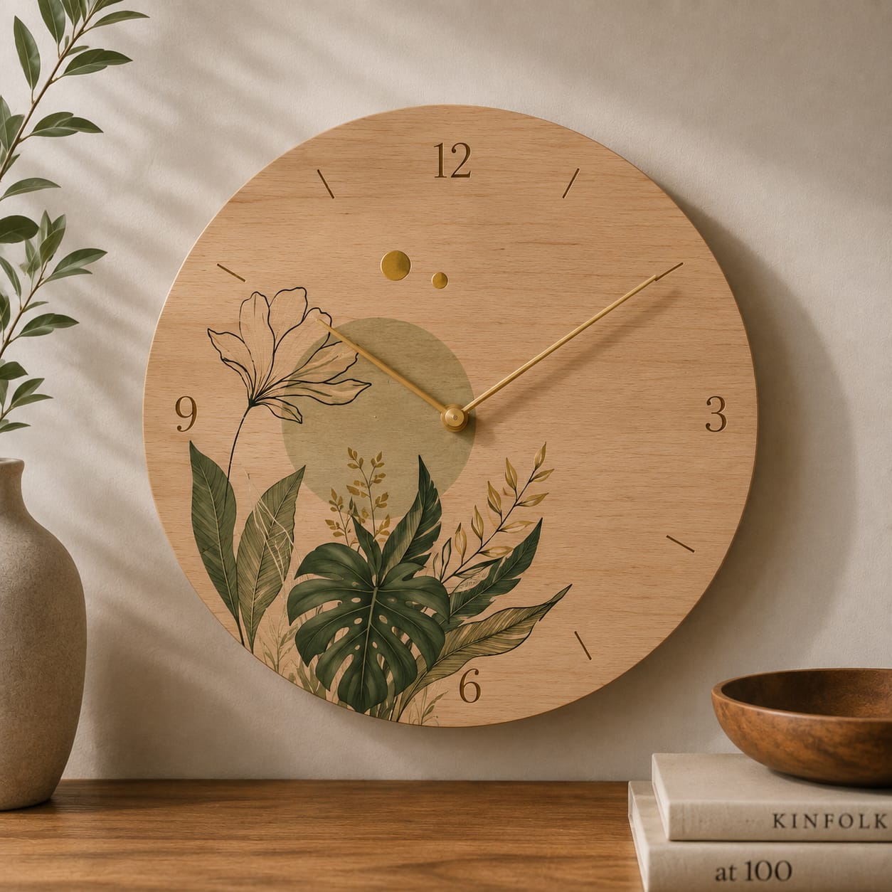 Kolam Light Wood Handcrafted Wall Clock