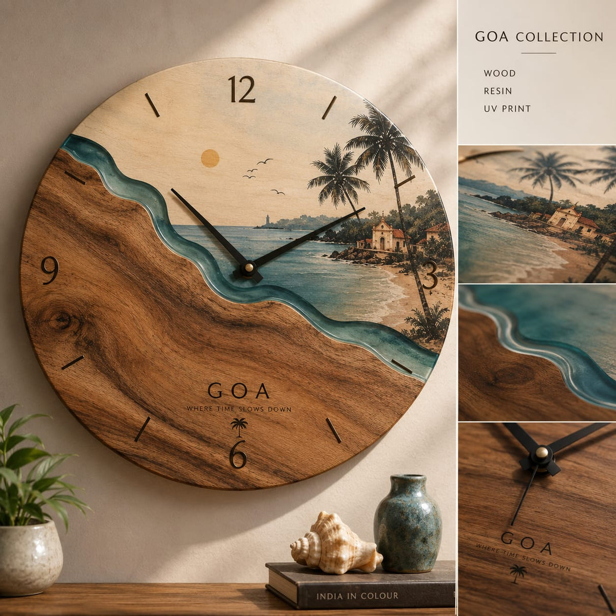 Goa — Where Time Slows Down | Handcrafted Wooden Wall Clock