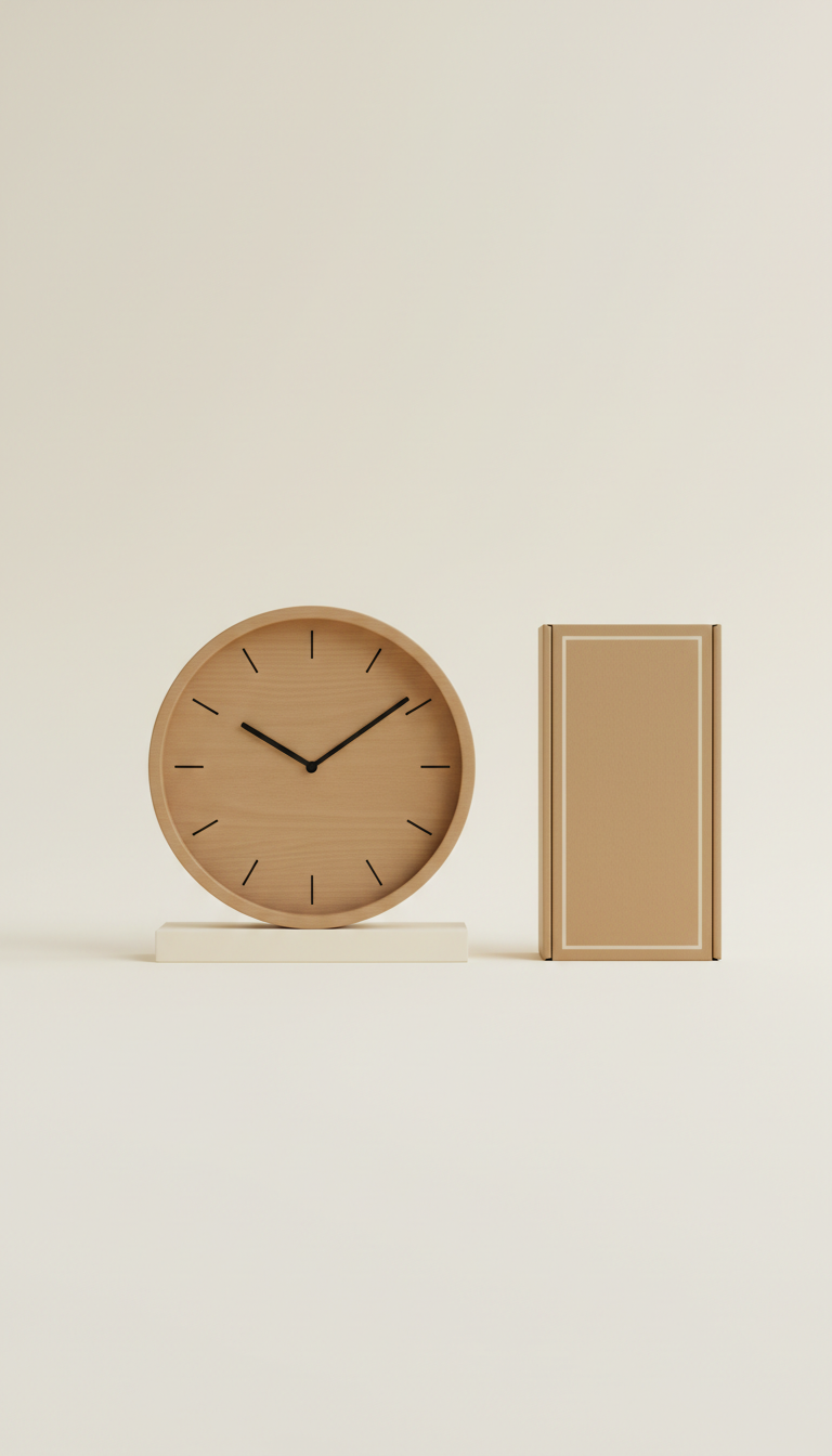 Classic Warm Taupe Wall Clock With Packaging