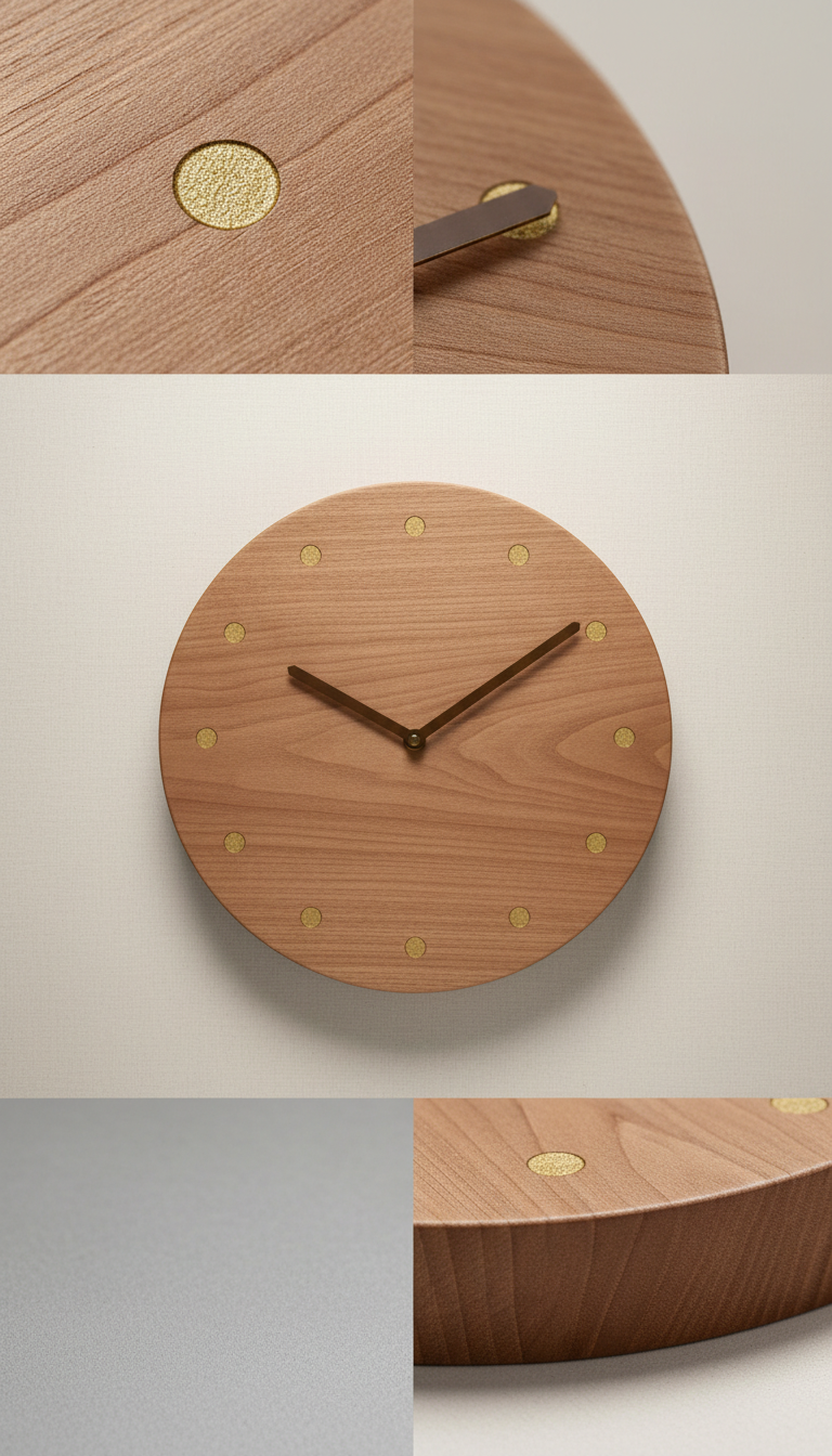 Handworked Chestnut Minimalist Circle Clock
