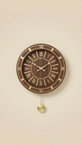 Walnut Wall Clock with Brass Inlay
