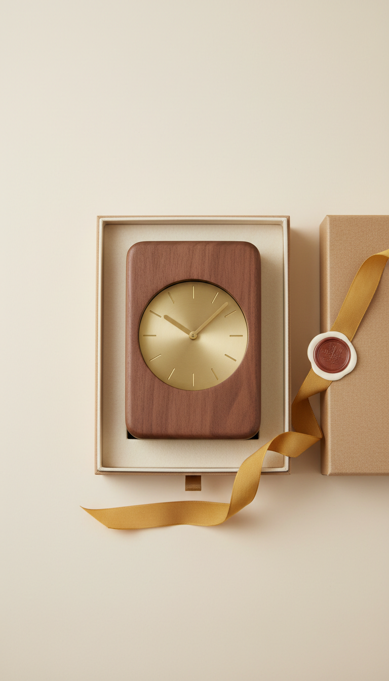Walnut Minimalist Mantel Clock
